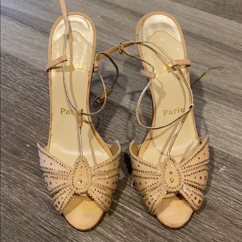 Christian Louboutin Open Toe crystal shoes.
